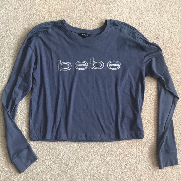 SOLD - Bebe Long Sleeve Smoke Blue Top - NWT - Picture 13 of 14